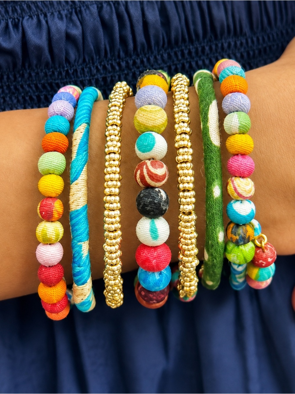 Towering Kantha Wrap Bracelet - Picture 2 of 2